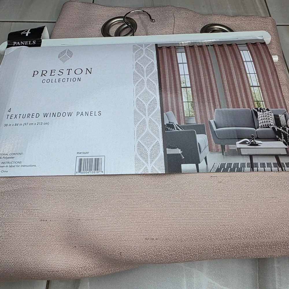 Preston Collection 4 Pack Textured Grommet Window Curtain Panels 38x84 Mauve S4